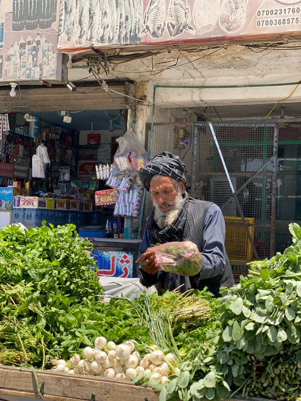 Fresh produce on sale at a Kandahar market stall