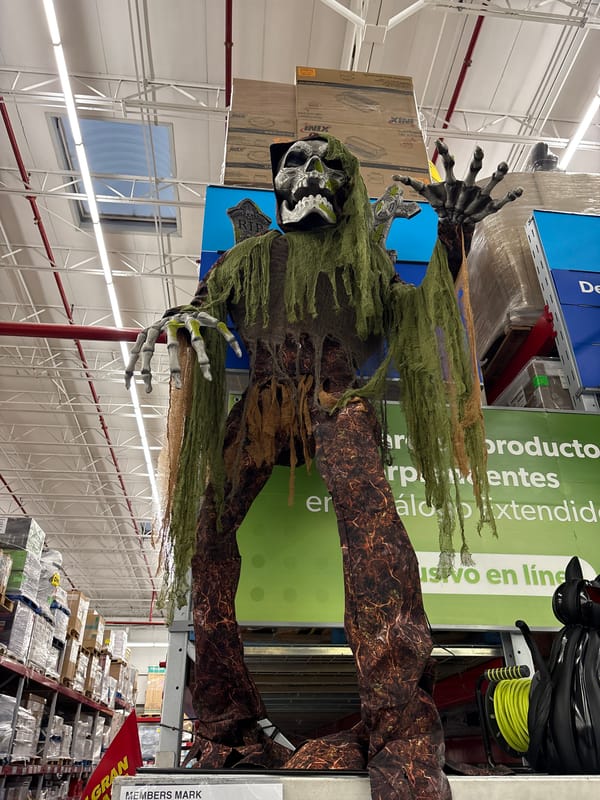 Grim reaper Halloween display spotted in Tejalpa retail store