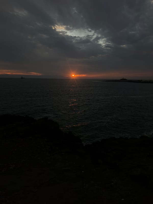 Sunset documented over Pacific Ocean in Arica, Chile