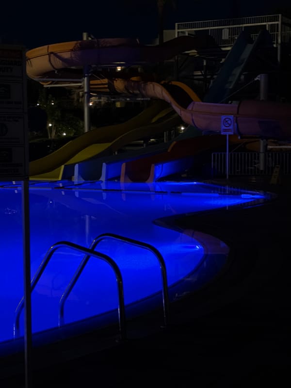 Sharm El Sheikh resort at night, lit up and quiet