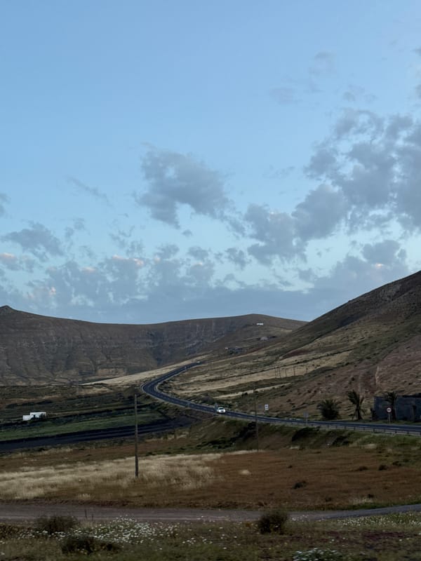 Witness documents mountain road landscape in Yaiza, Spain