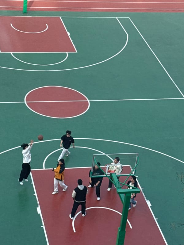 Basketball game underway at Daxing District court early morning