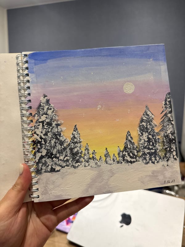 Artist creates nature paintings in sketchbook in Murom, Russia