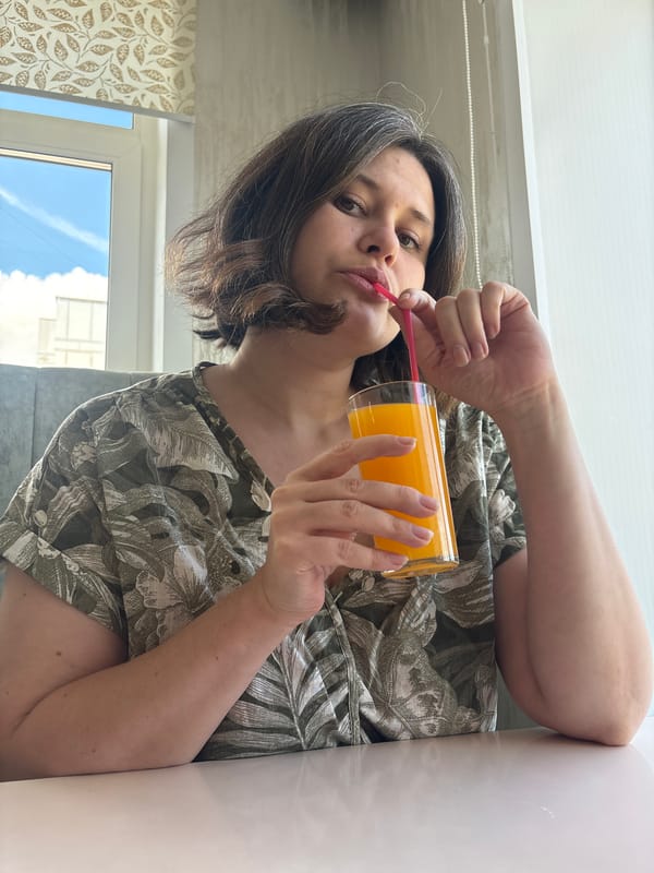 Woman enjoys casual meal and rest in Chaikovsky, Russia