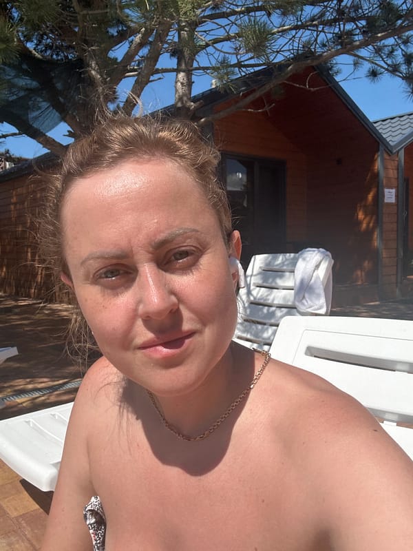 Lazy summer morning at a cabin resort pool in Anapa