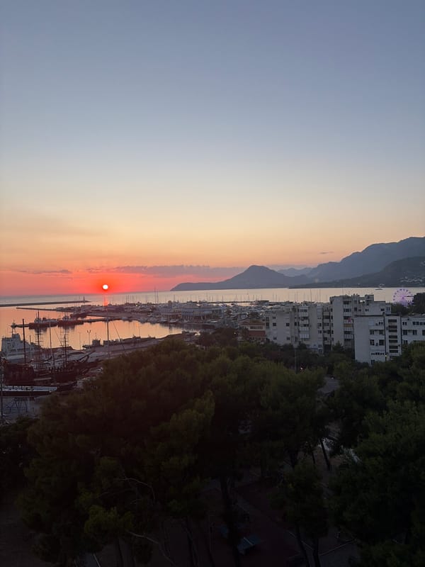 Golden hour over Bar's harbor, Montenegro