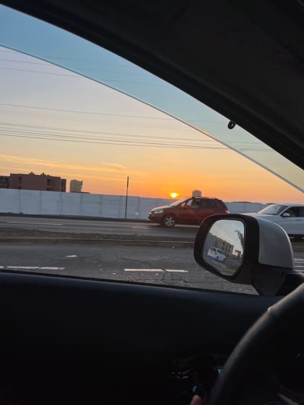 Vibrant sunset observed from vehicle in Arica, Chile