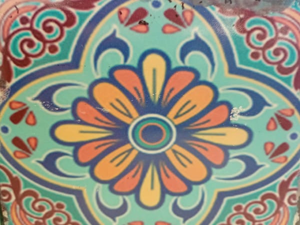 Ornamental eight-petaled flower tile documented in Kabile, Bulgaria