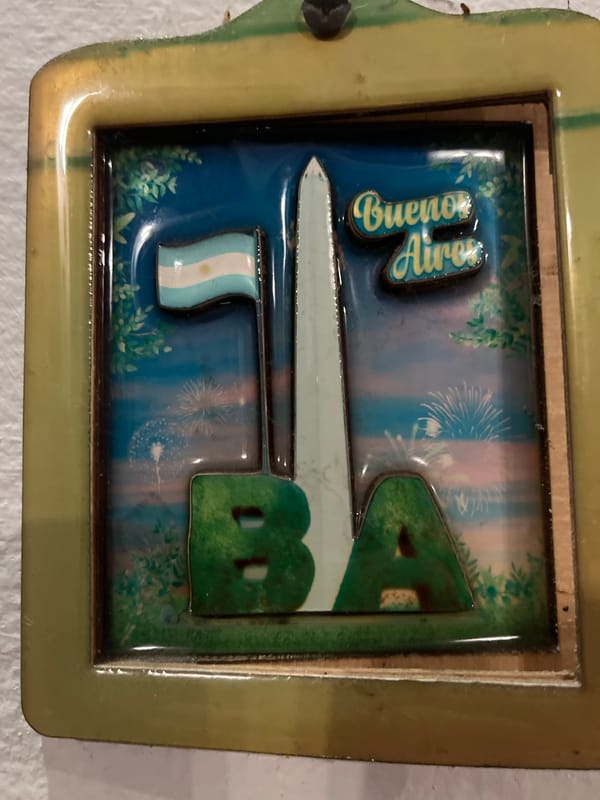 Buenos Aires tourist souvenirs featuring iconic landmarks observed