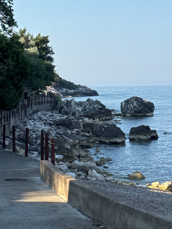 Kamenovo beach open for the day, Adriatic coast, Montenegro