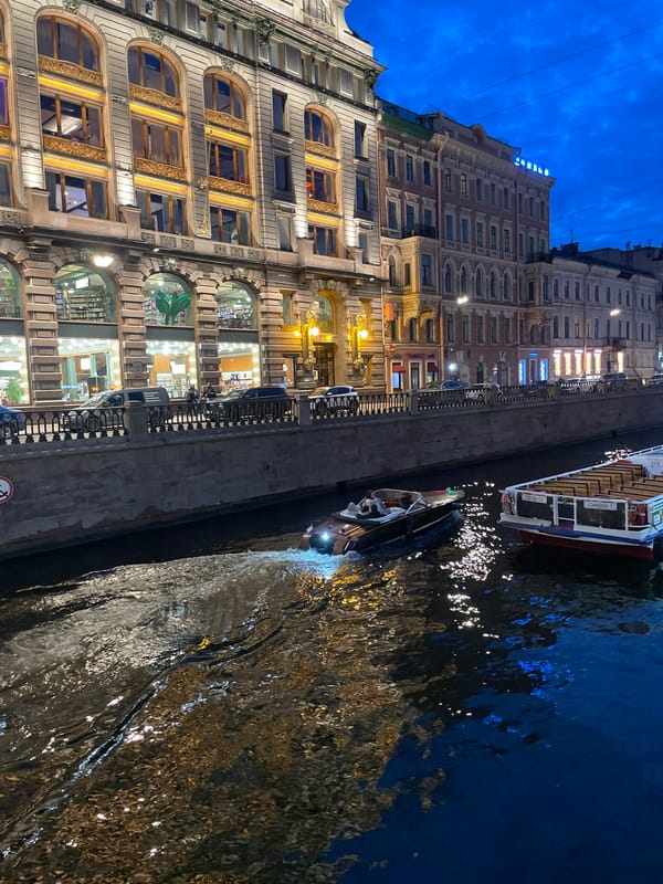 Saint Petersburg canals and architecture at dusk