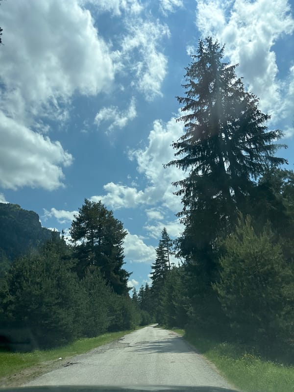 Driver documents scenic mountain roads near Beli Iskar, Bulgaria
