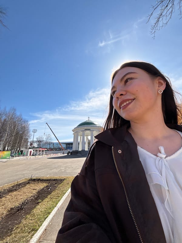 Woman photographed on street in Perm, Russia