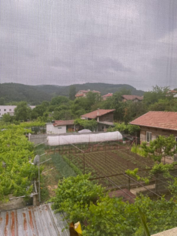 Morning life documented from residential window in Bulgarian village