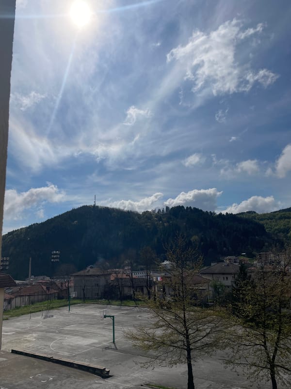 Student documents drawings and classroom life in Bulgarian mountain town