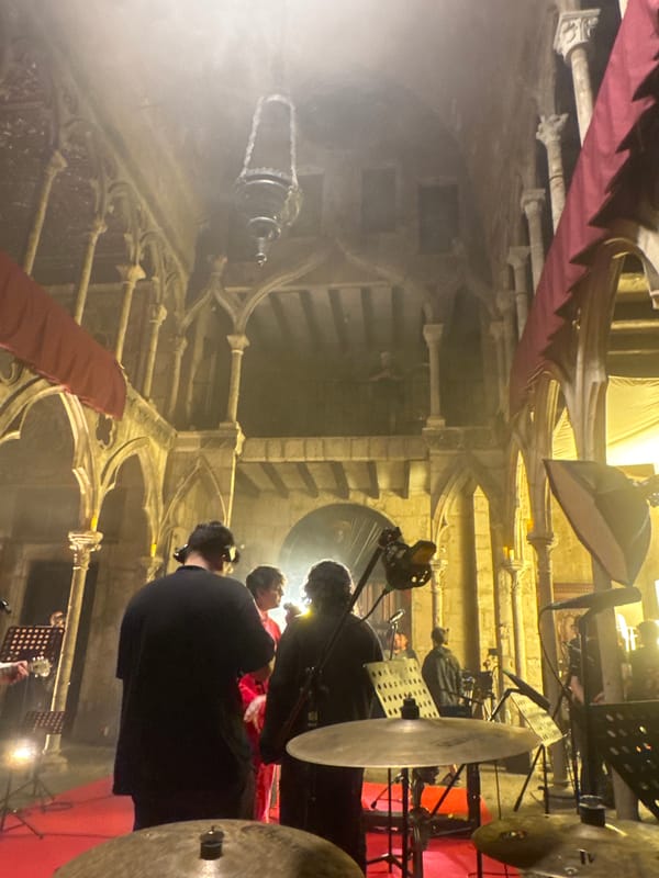 Music performance filmed in gothic building in Mexico City