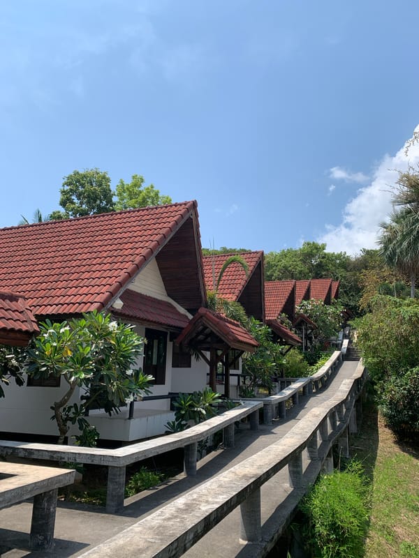 Hillside bungalows photographed in Ban Bang Rak, Thailand