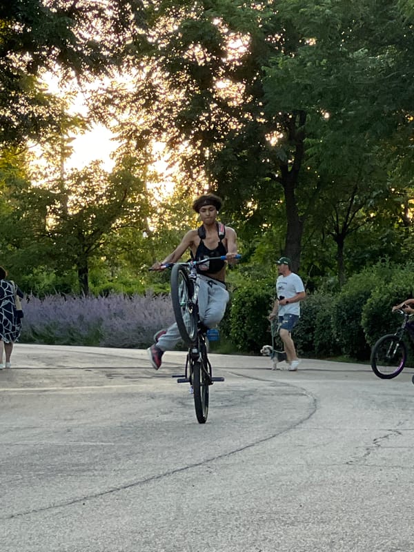 Cyclists, skaters, and riders roll through Madrid at golden hour
