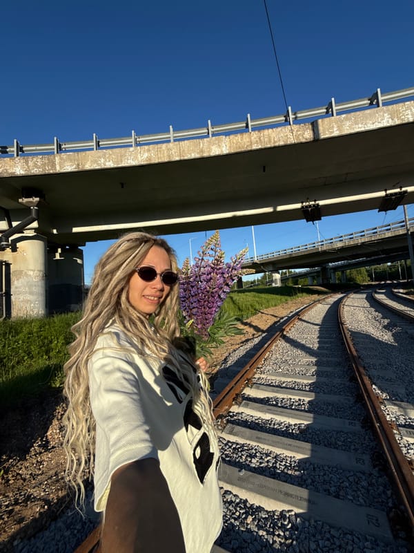 Woman takes selfie in Rusanovo, Russia
