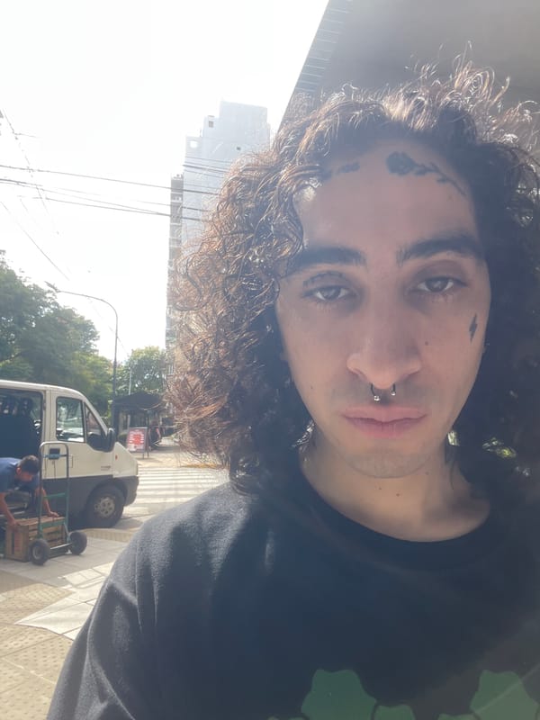 Construction workers block crosswalk in Buenos Aires street