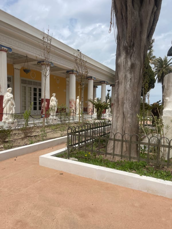Classical building with columns documented in Gastouri, Greece
