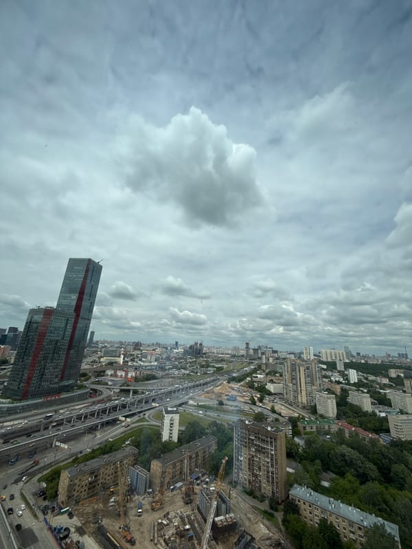 Aerial documentation captures Khimki cityscape under overcast morning skies