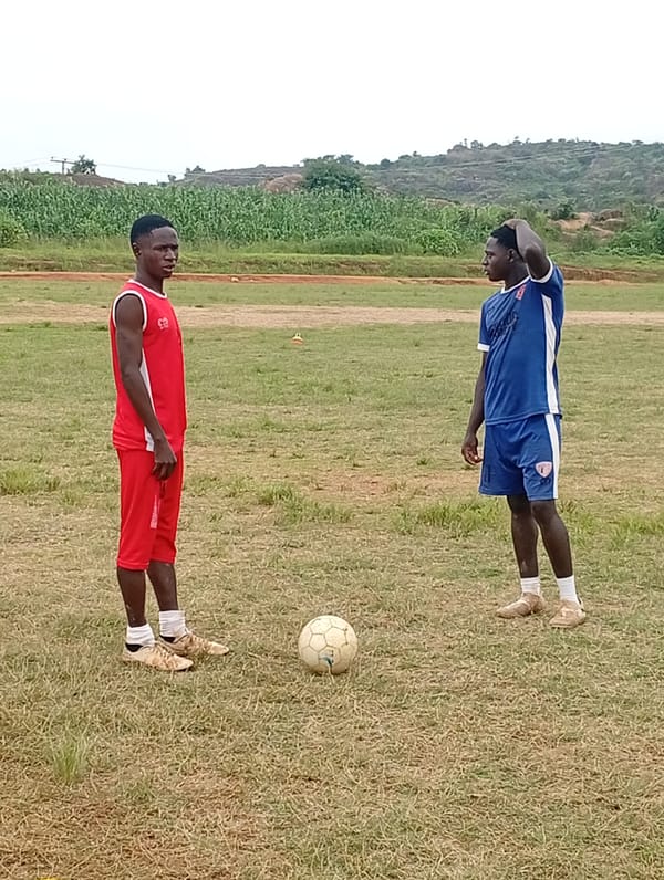 Soccer training session on a Jos, Nigeria field