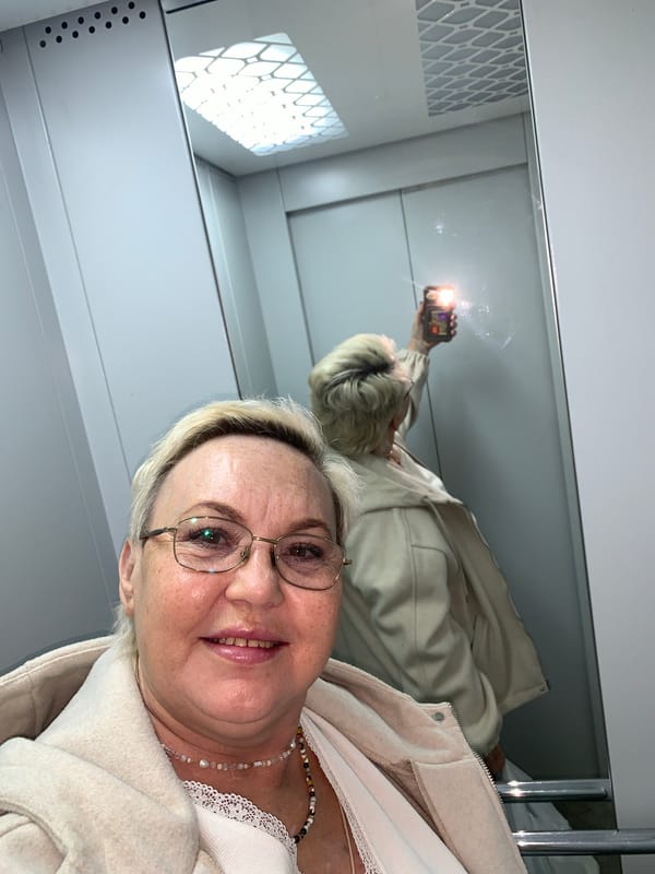 Woman takes indoor and outdoor selfies in Chaikovsky