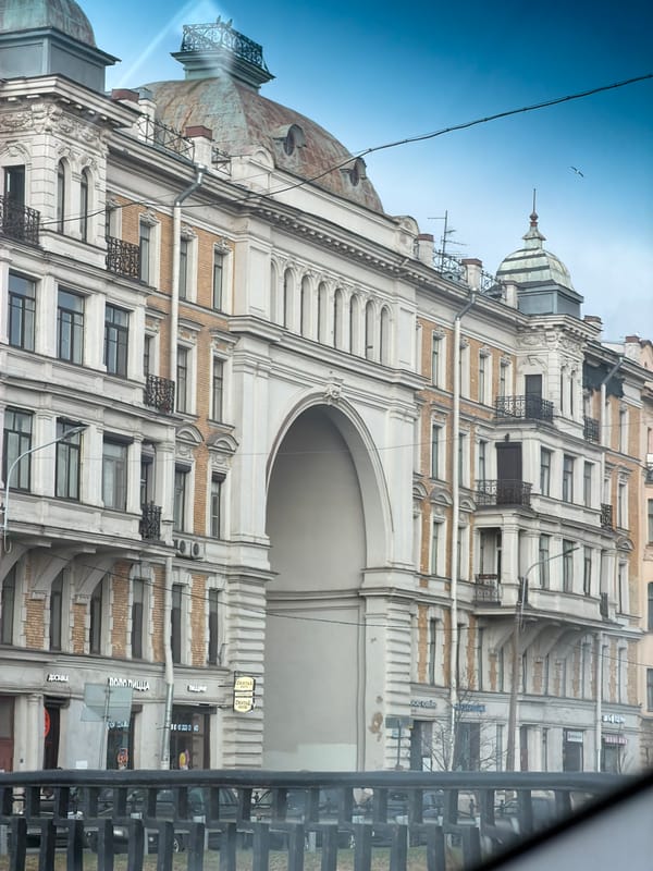 Ornate building photographed in Saint Petersburg