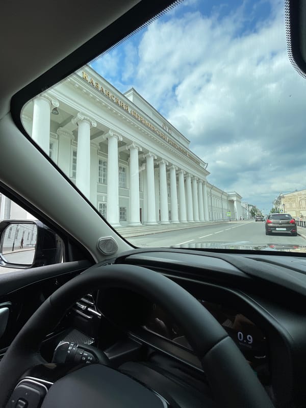 Morning drive through central Kazan captures university district streetscape