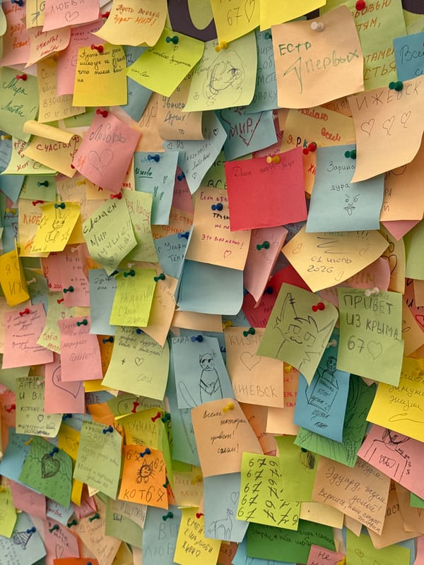 Street murals, sticky notes, and sunny selfies around Izhevsk