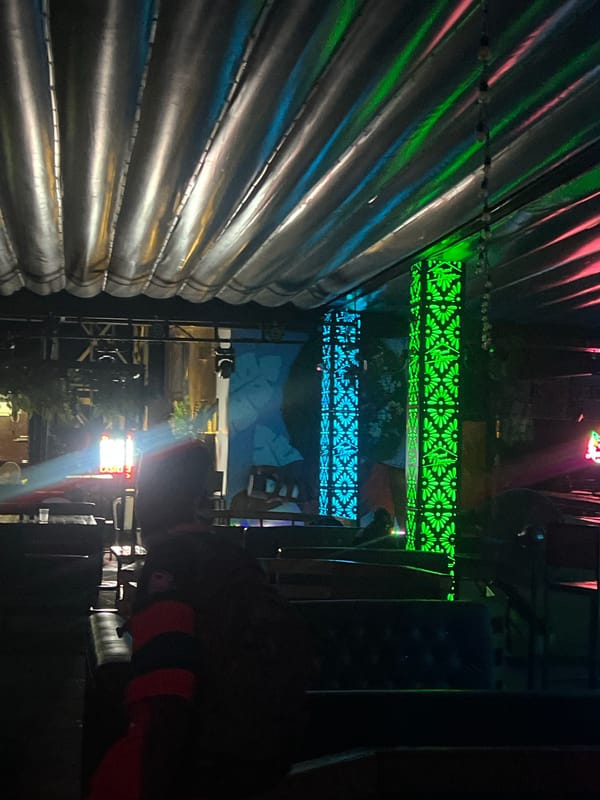 Colorful decorative lighting display documented in Howayi, Nigeria