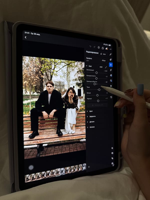Person Uses Tablet for Image Editing in Nha Trang