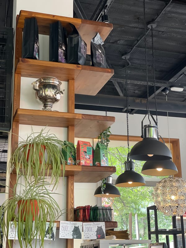 Casual cafe visit documented in Krasnoyarsk coffee shop