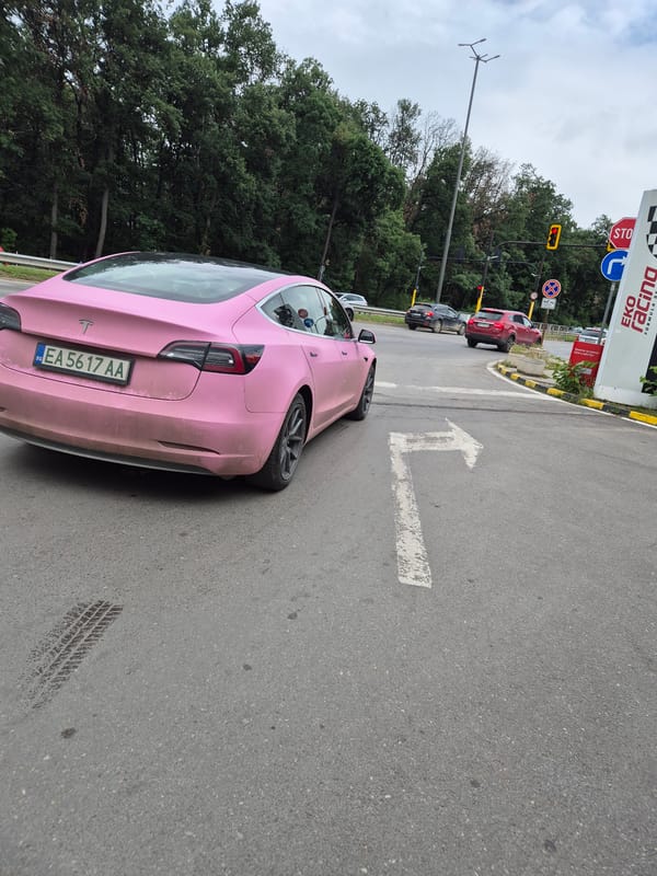 Pink Tesla spotted parked on Sofia street