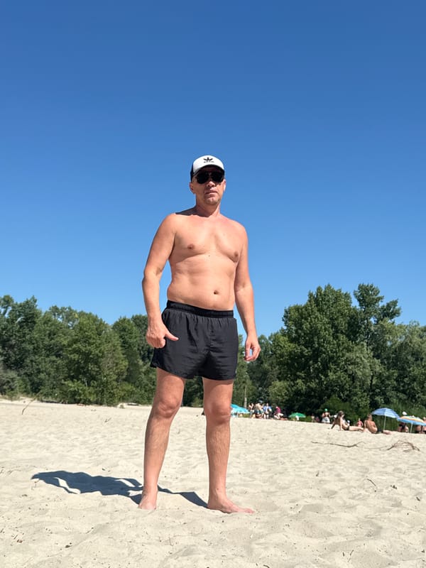 Lazy summer beach day on the Dnipro River