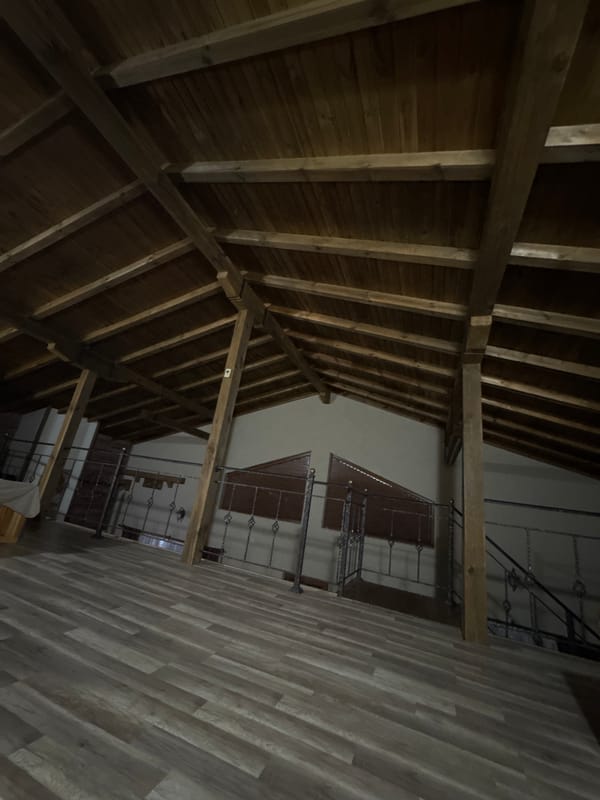 Building interior with wooden beams documented in Dolni Marian
