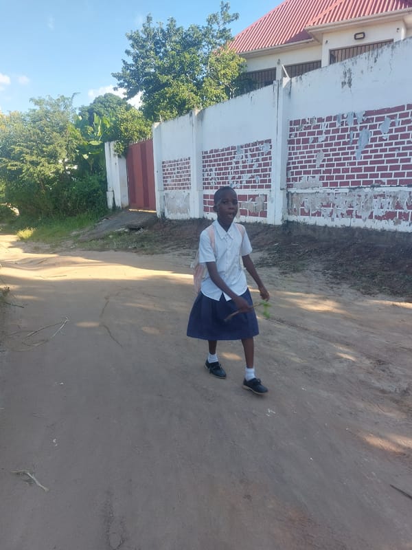 School children spotted on dirt roads in Dar es Salaam