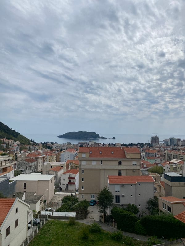 Scenic views of Budva Montenegro captured under cloudy skies