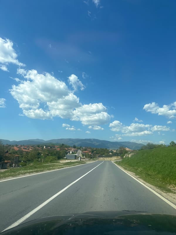 Road views captured showing mixed residential and wooded landscape