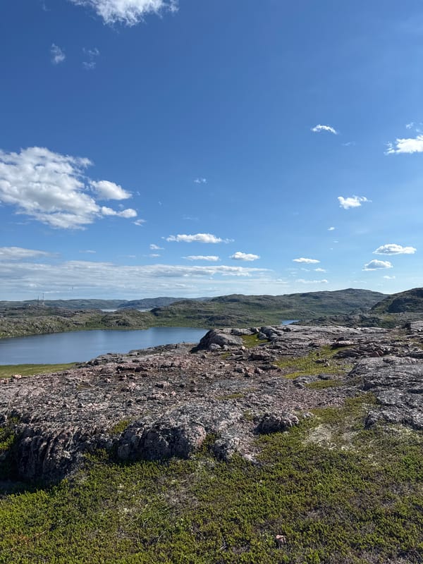 Selfie and landscape shots from Teriberka's rocky tundra coast