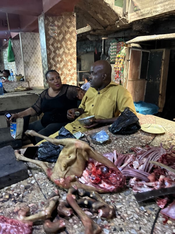 Women vendors sell dried seafood at Nkpor market