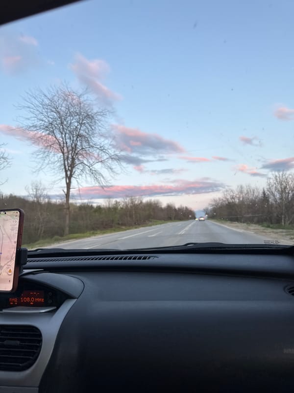 Driver captures highway view near Pleven, Bulgaria