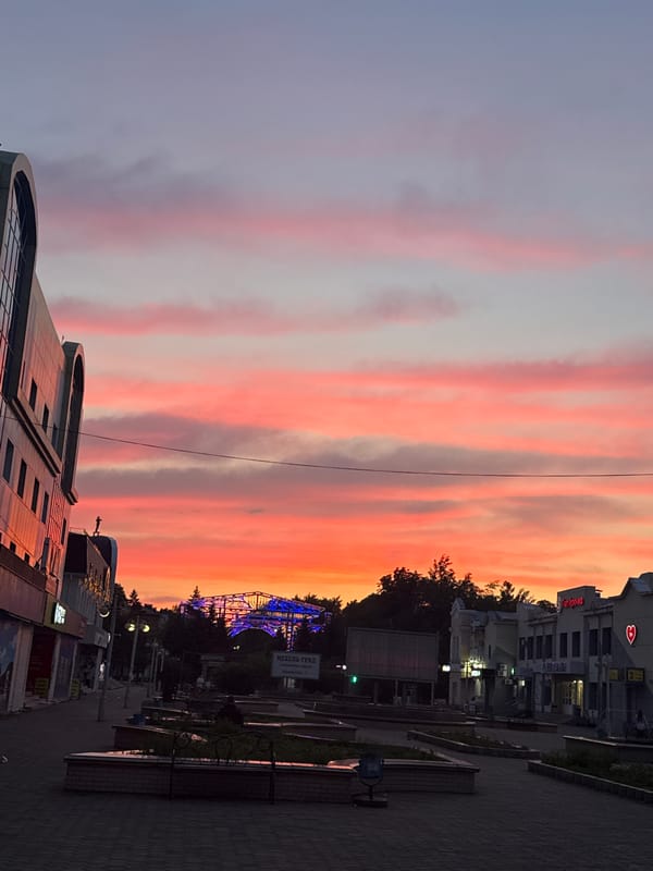 Birobidzhan's streets and parks at golden hour
