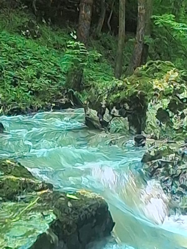 Rocky coastline and flowing streams near Izmail, Ukraine