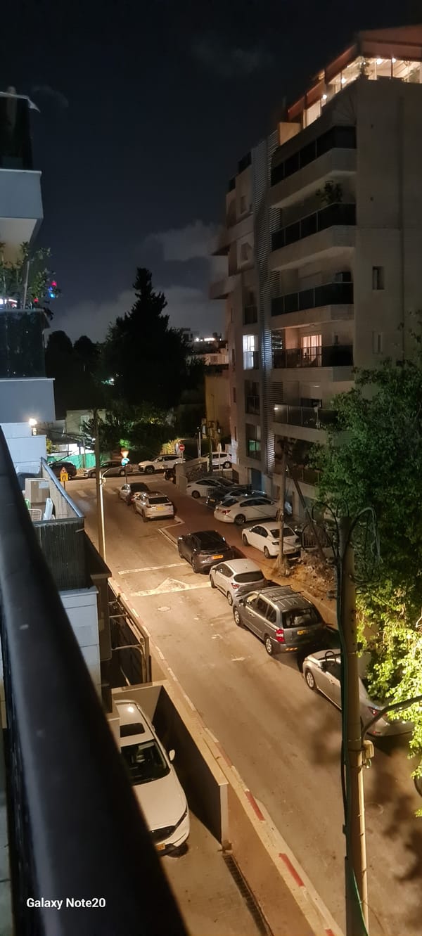 Quiet residential evening in Holon, coffee and street views