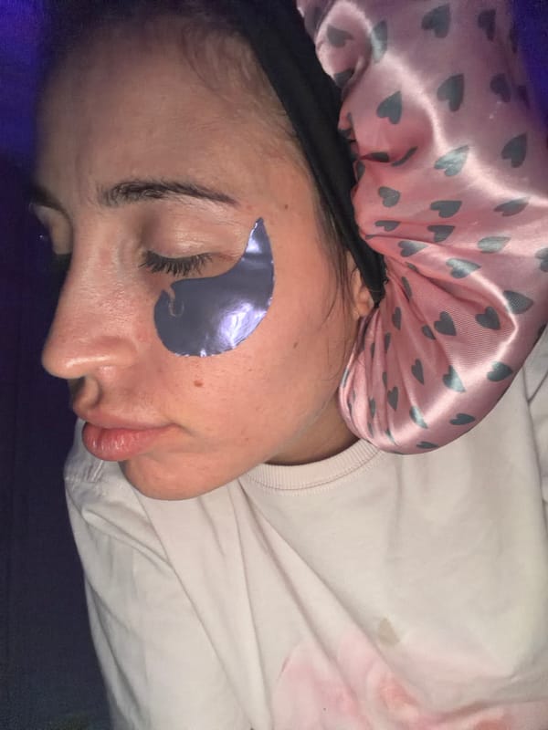 Person documents evening skincare routine in Tersefanou, Cyprus