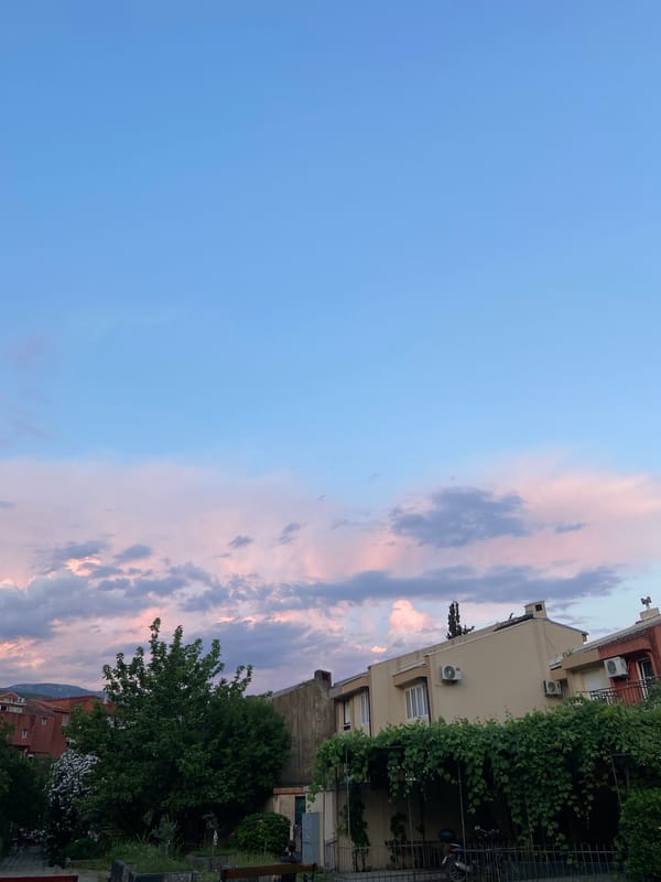 Quiet residential neighborhood caught at twilight