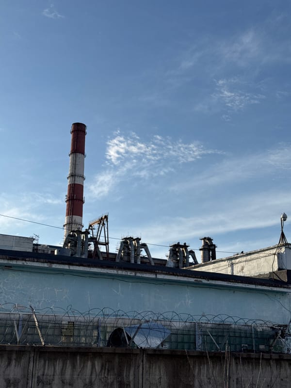 Industrial facility with smokestack documented in Chernushka, Russia