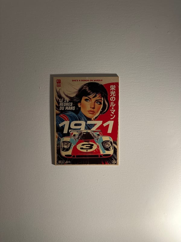 Vintage woman illustration poster spotted on wall in Zhiten, Bulgaria